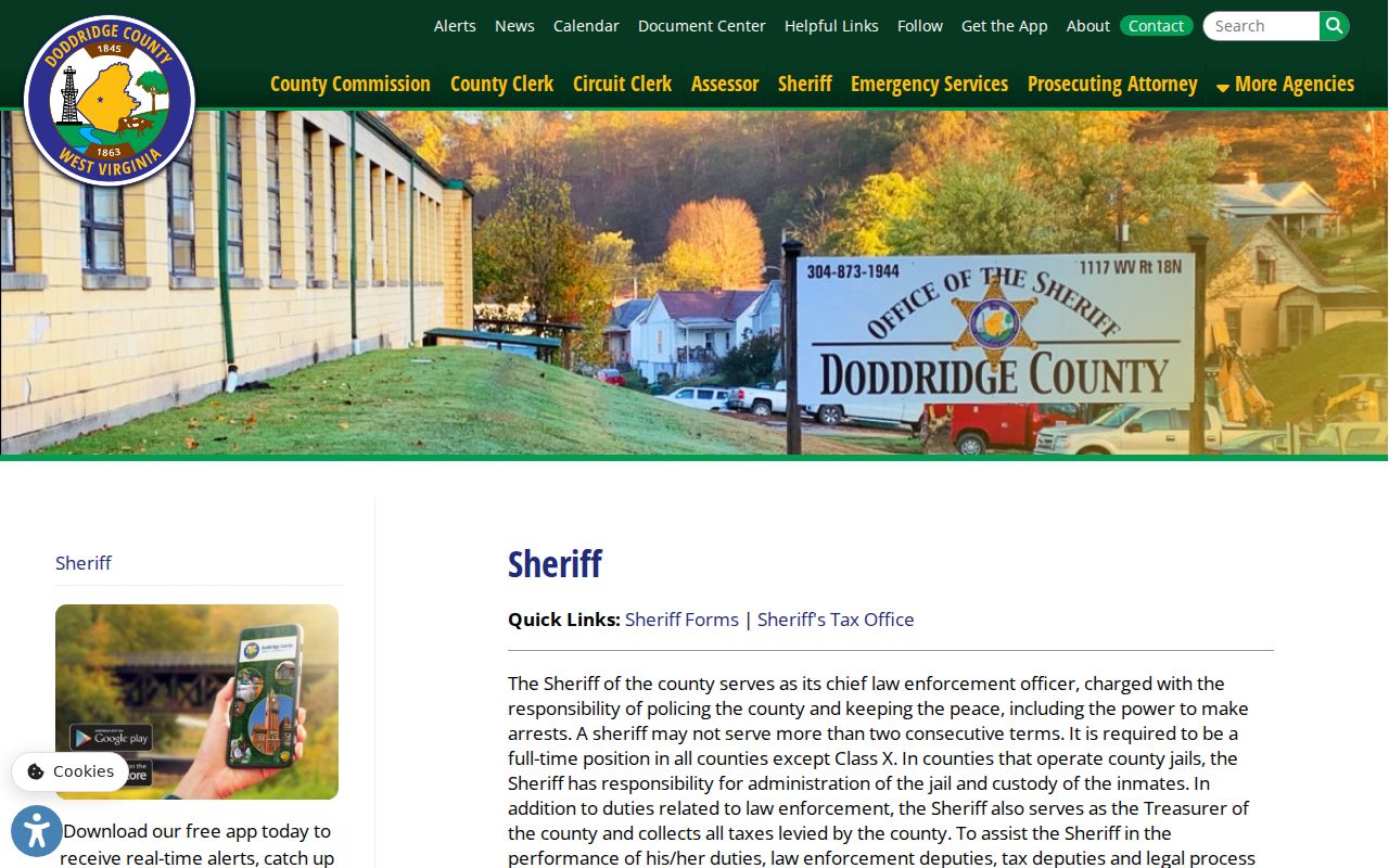 Doddridge County Sheriff contact for arrest history and incident reports